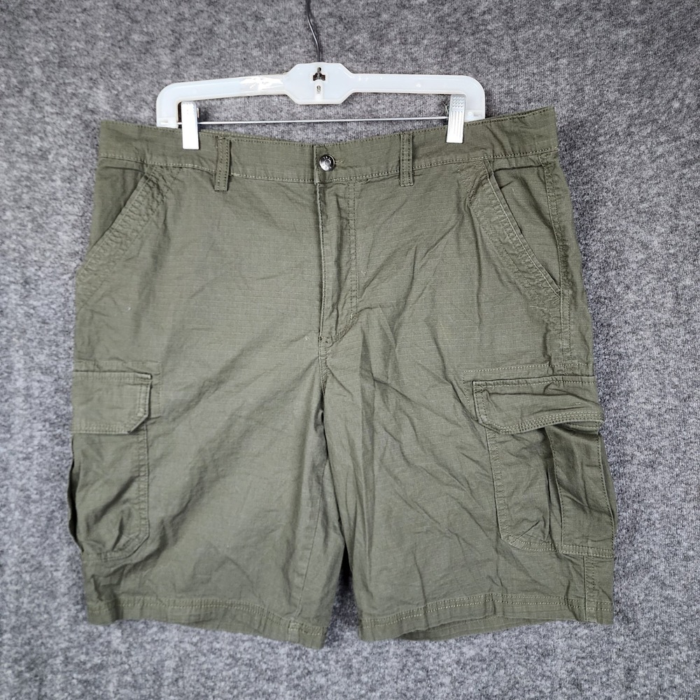 DKNY‎ Cargo Shorts Mens 36 Olive Ripstop Utility Military Casual 10in Inseam